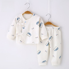 Newborn Baby Spring and Summer Separate Foot Coverall Set 0-3 Months Newborn Baby and Monk Clothes Pure Cotton 