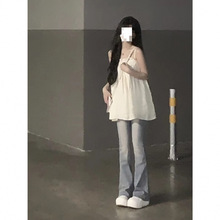 赵露思穿搭夏季套装女新款吊带裙无袖甜美百搭辣妹微喇牛仔裤仙