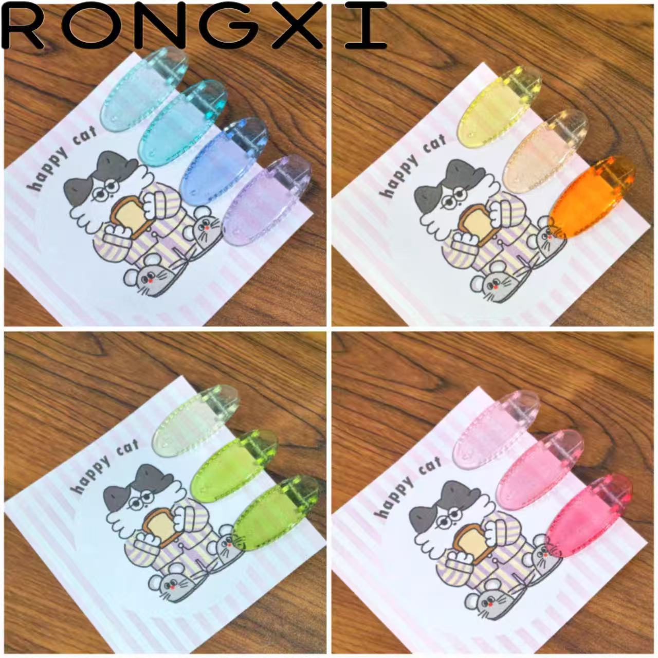 4cm jelly color clip Korean online red girl transparent plastic clip oval duck clip diy handmade materials wholesale