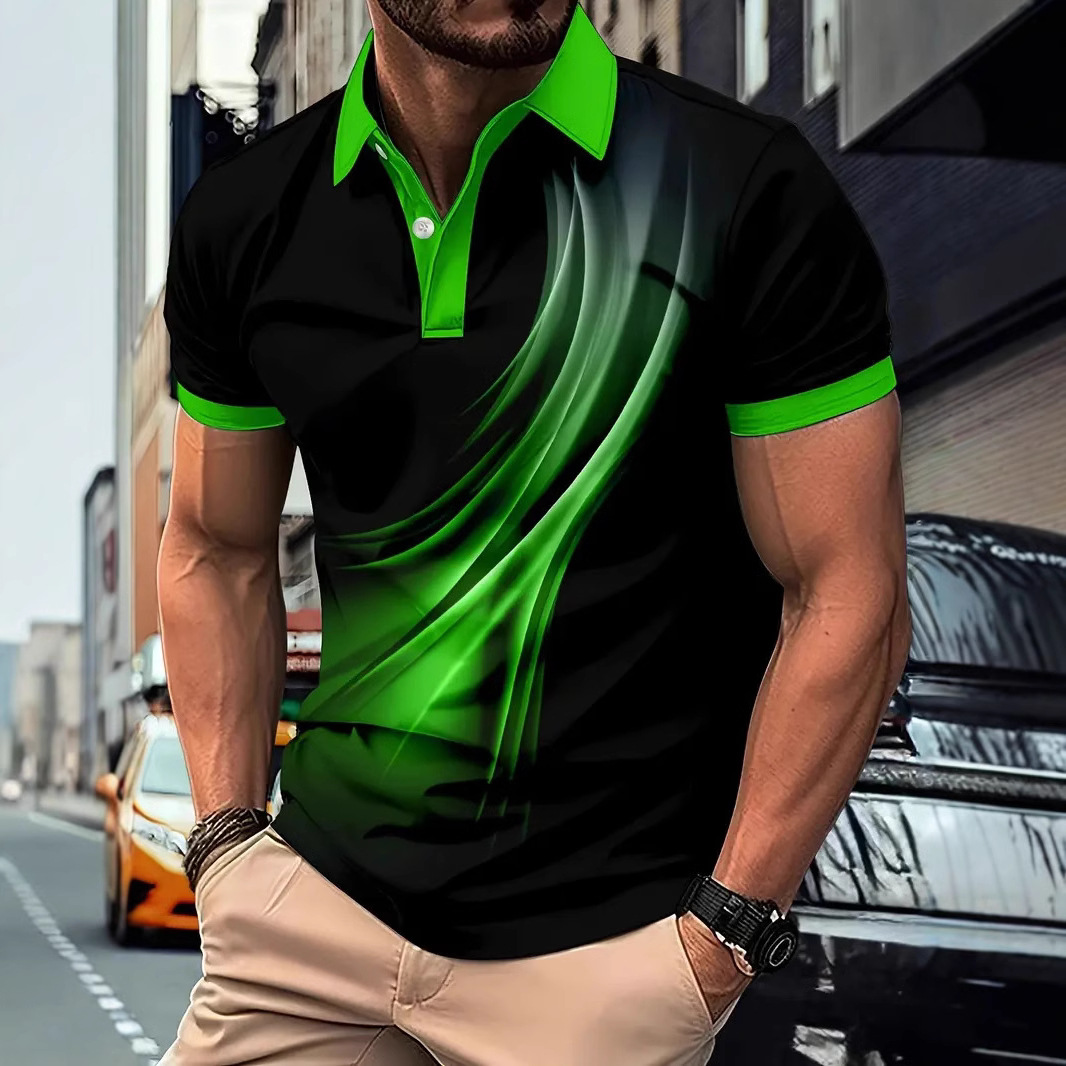 Comercio electrónico transfronterizo comercio exterior nuevos productos tops para hombres gráficos geométricos impresión 3D casual solapa camisa POLO MB13