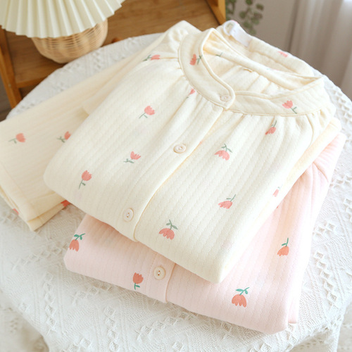 Winter and Spring Pregnant Women's Sleepwear Air Cotton Fleece Medium Thick Pre-pregnancy and Post-pregnancy Nipple-friendly Home Set Direct Factory Shipping