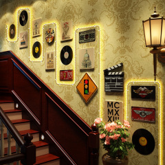 LED008 工業風復古發光裝飾LOFT組合牆飾唱片餐飲店LED燈帶照片牆