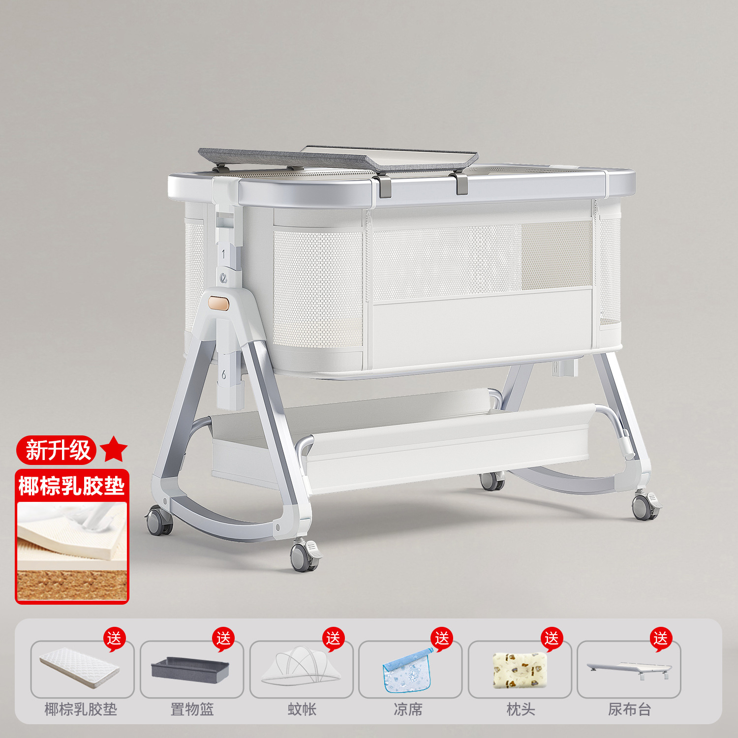 Cama de aleación de aluminio móvil portátil cuna cama plegable multifuncional bb cama recién nacida cama de empalme