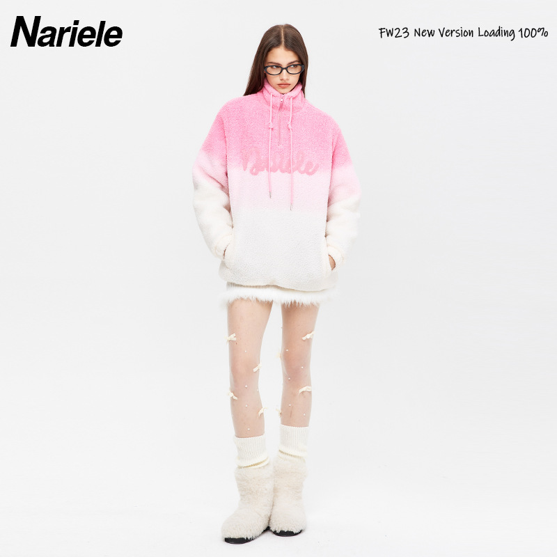 Men's Clothing HeyHenry winter gradient color lamb wool sweatshirt men and women thickened trendy casual versatile lazy style_voghion.com