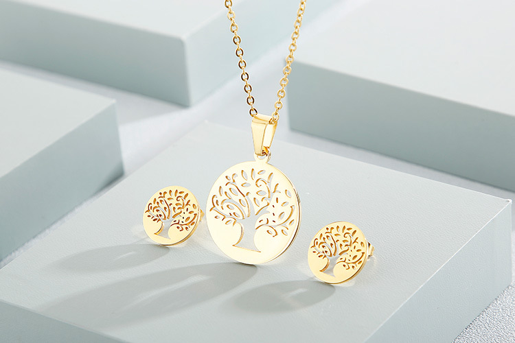 new fashion stainless steel clavicle chain necklace earrings sets accessories