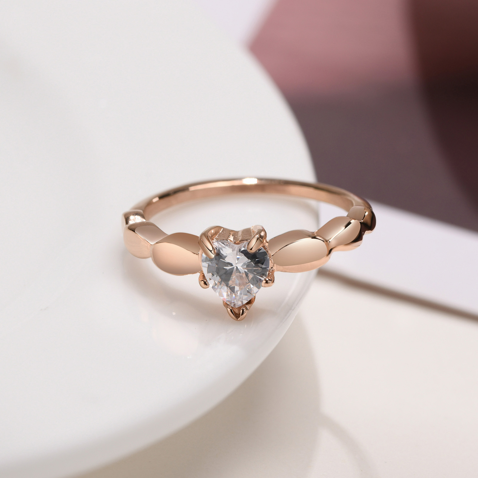 Simple Style Heart Shape Stainless Steel Rings Inlay Zircon Stainless Steel Rings display picture 21