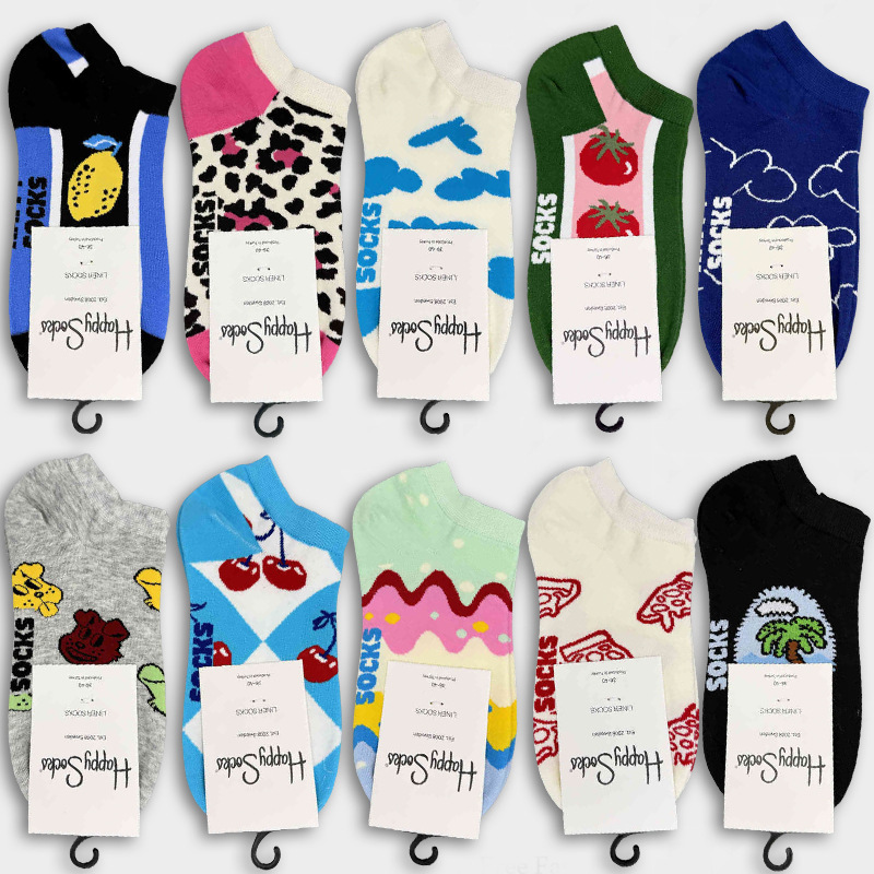 HappySocks socks ladies spring and summer thin boat socks women sweat-absorbent breathable with street tide socks wholesale