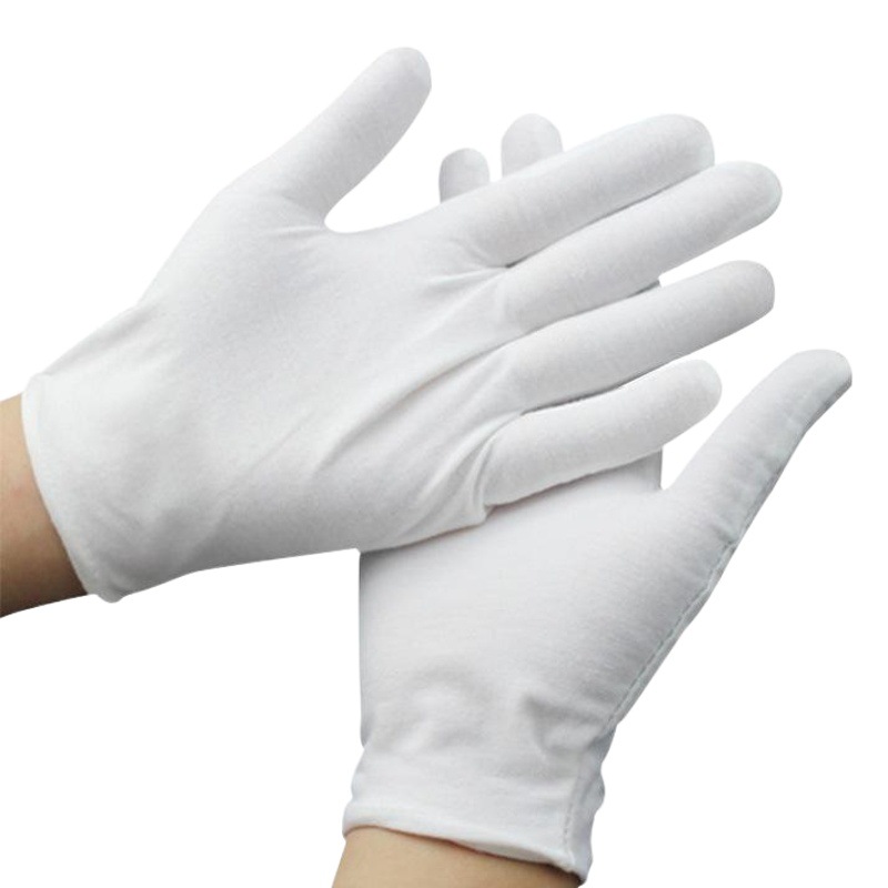 Fábrica al por mayor guantes blancos algodón fino algodón Wenwan Etiqueta De Trabajo niños elástico grueso algodón policía de tráfico