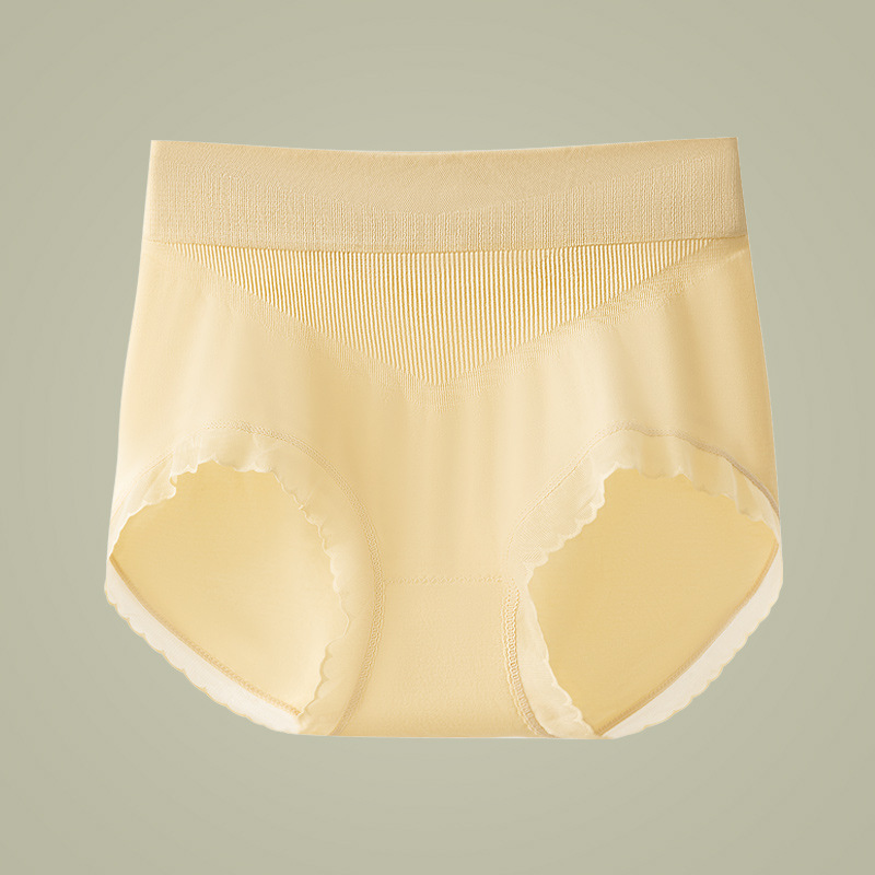 Ropa interior de abdomen de cintura media alta sin costuras entrepierna de algodón 7A antibacteriano verano delgado trasero 2024 nuevo estilo refrescante