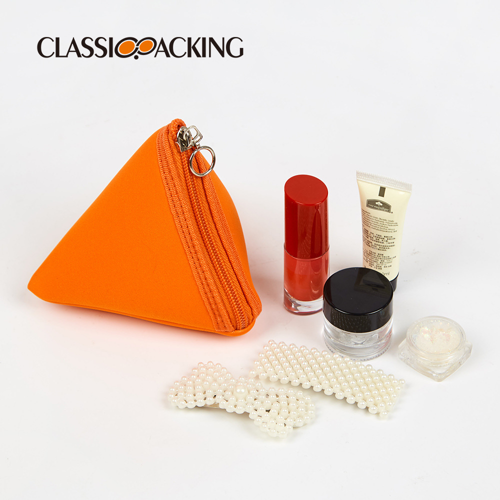 Bolsa de triángulo de color macaron personalizada bolsa de lápiz labial multifuncional bolsa de almacenamiento de joyería de moda bolsa de uñas logotipo imprimible