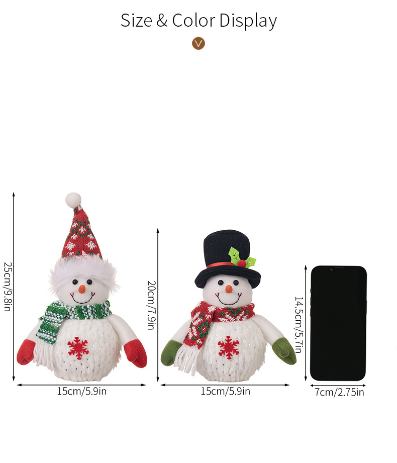 Weihnachtsschneemannfigur Deko Leuchtpuppe Weihnachtsschneeflocke mit Lichtern Schneemannfigur Kindergeschenk_voghion.com
