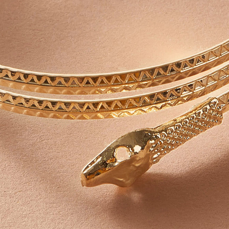 Fashion Stacking Gold And Silver Glossy Geometric Animal Snake Open Bracelet display picture 2