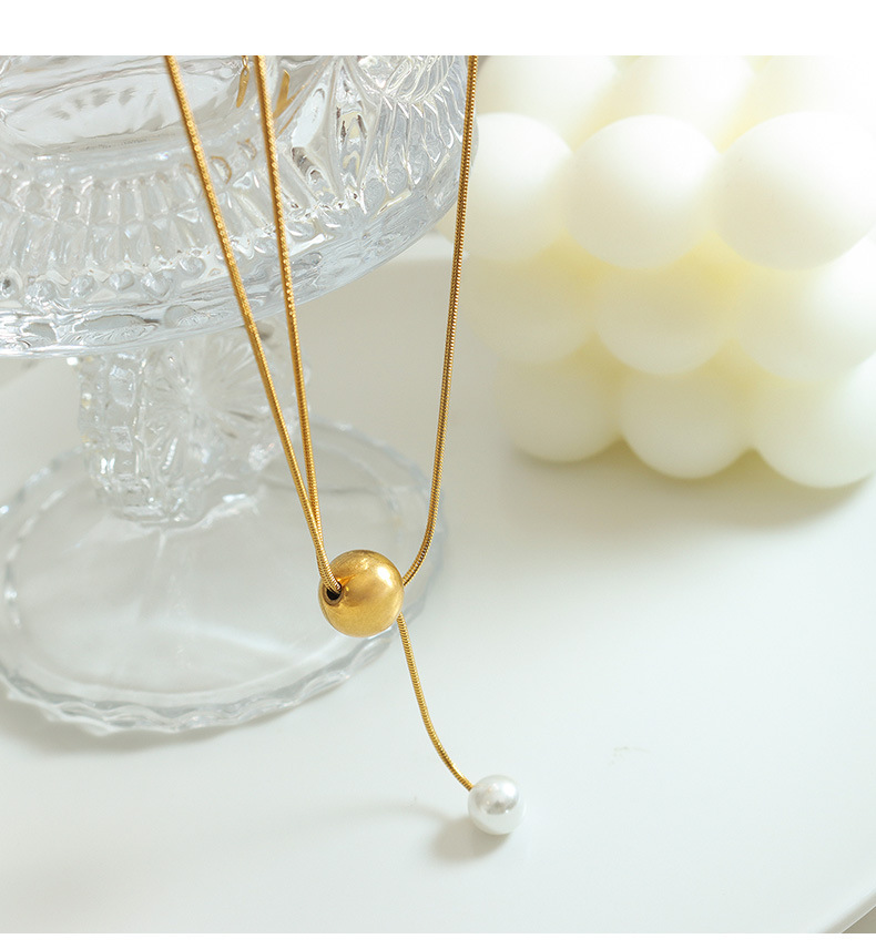 Simple Style Pearl Titanium Steel Necklace Plating Stainless Steel Necklaces