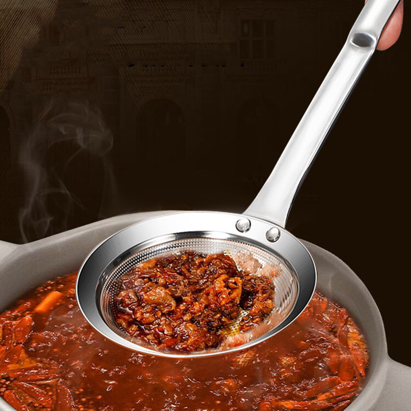 Cocina frito malla fina olla caliente picante olla caliente 304 Acero inoxidable colador Skimmer filtro de aceite neto hogar separador de aceite