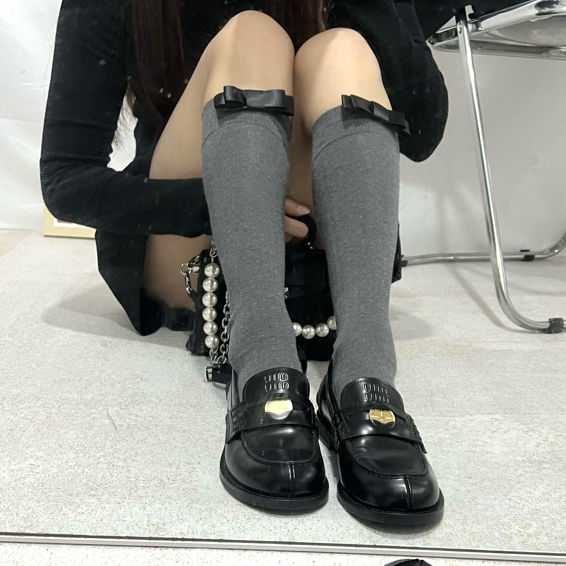 Miumiu, милые летние носки с бантом, облегающие