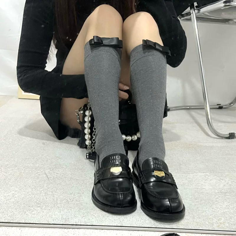 Miumiu, милые летние носки с бантом, облегающие