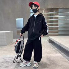 儿童运动套装男童秋装2025新款男孩酷帅中大童装加绒两件套春秋款
