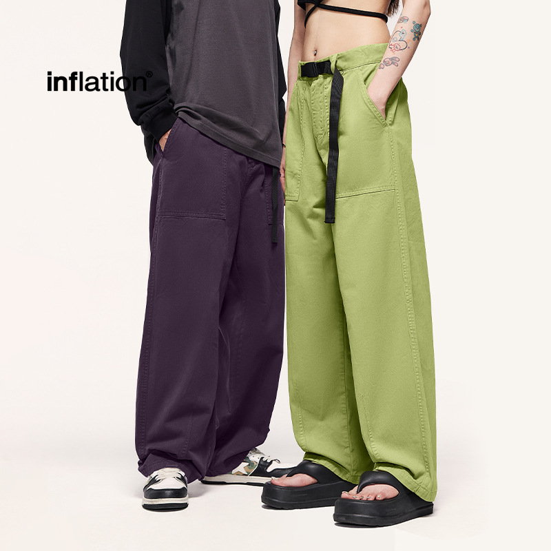 INF ropa de hombre | ropa de trabajo suelta de la marca de moda japonesa pantalones anchos 2024 primavera y verano nuevos productos pantalones casuales sueltos de la marca de moda