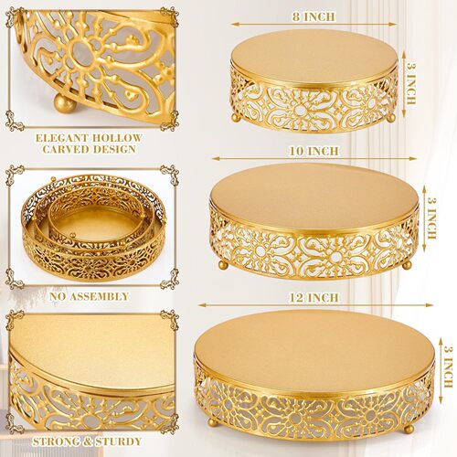 Factory Direct Supply European Style Creative Gold-Color Hollow Cake Stand Wedding Prop Dessert Table Ornament Cake Tray Iron Work