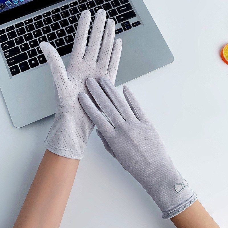 Guantes de protección solar de verano para mujeres anti-UV conducir pantalla táctil transpirable color sólido secado rápido guantes de hielo delgados