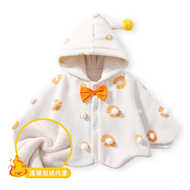 Capa de bebé otoño e invierno Nueva historieta coreana Navidad alce forrado de lana caliente engrosada outwear niños capa