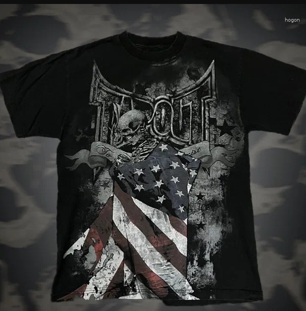 Tapout T-shirt Skull American Flag Black