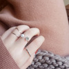 Minimalistic metal beads from pearl, design ring, set, South Korea, simple and elegant design, on index finger, 4 pieces