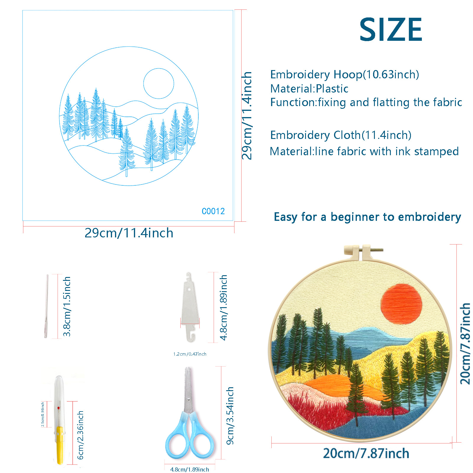 Bordado transfronterizo de nuevos productos, combinación de paisaje, sol y luna, bordado de paisaje hermoso, paquete de material para principiantes, bordado de fábrica