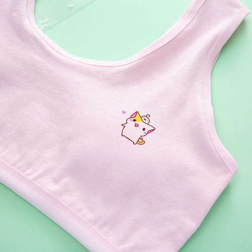 Girls' vest developmental underwear for primary and middle school students, 11-12 years old, cotton bra with cartoon designs for older girls