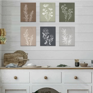 Cross-Border Export Foreign Trade Line Simple Geometric Abstract Plant Flower Bedroom Canvas Decorative Painting Core Poster Frameless