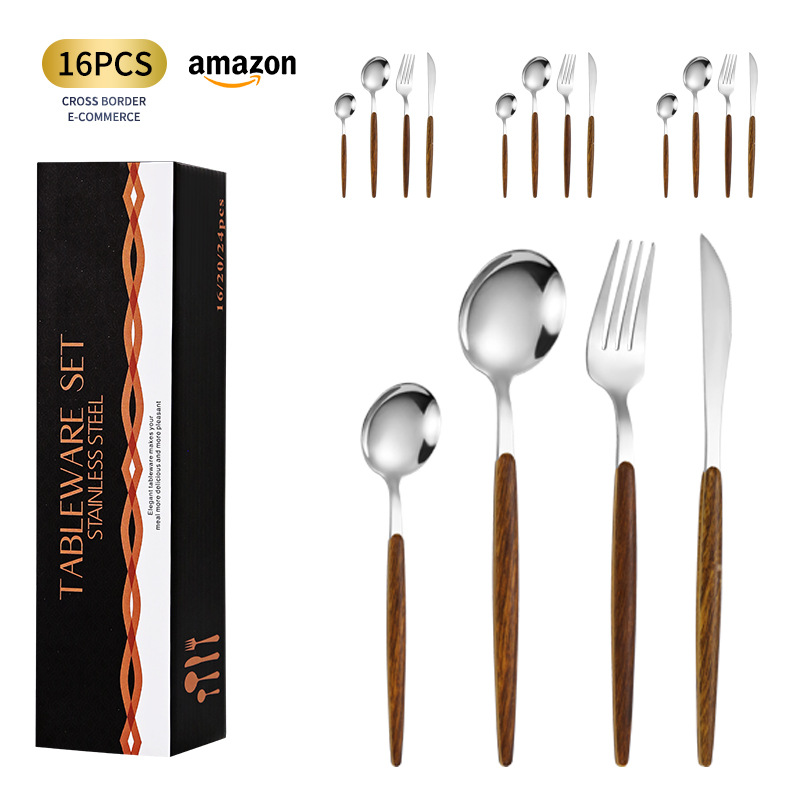 Cuchillo de vajilla coreano portugués, tenedor y cuchara 16 piezas caja de regalo de lujo