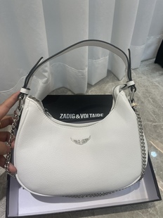 ZV French High-grade Exquisite Diamond-encrusted Wings Chain Hand Crossbody Bag Women's Synthetic Leather Shoulder Bag Casual Vintage