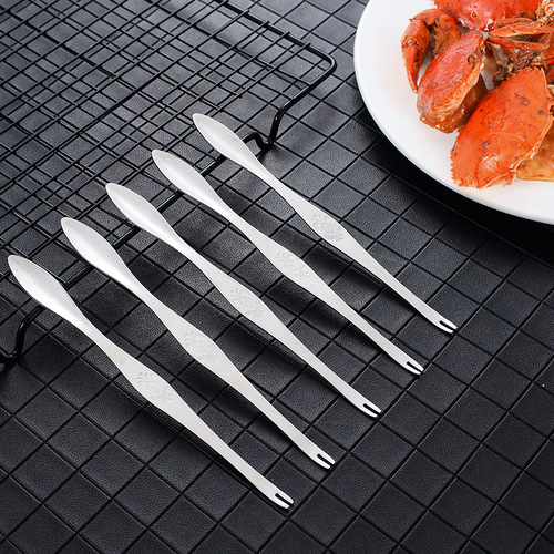 Kitchen Small Tools 304 Stainless Steel Crab Spatula Dual-Head Two-in-One Crab Eating Tool Crab Shell Crab Claw Meat Scraper Crab Spoon
