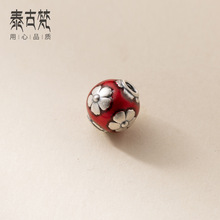 999足银滴胶3D银做旧10mm圆珠花纹隔珠手串散珠手工编绳配件T0300