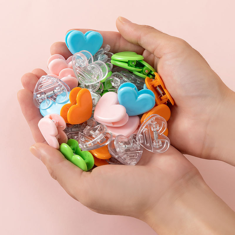 Clip de amor transparente Clip de sellado de bocadillos de niña rosa Mini carpeta de fotos decorativa linda carpeta de aprendizaje