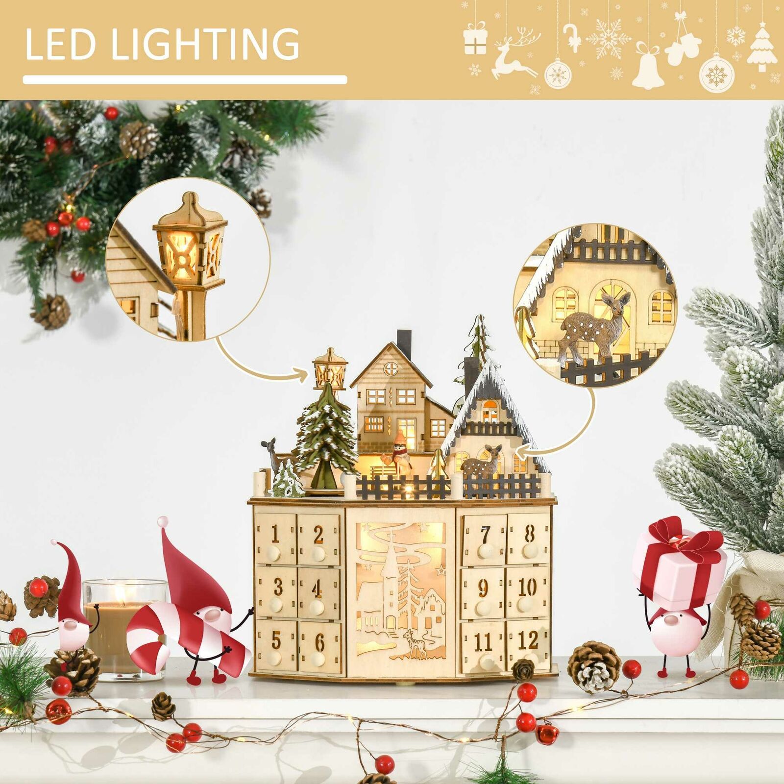 3328g Weight Calendar ornaments Event & Party Supplies 1 Piece Quantity Party, Festival Occasion Wood Material Christmas Festival Christmas House, Christmas Tree Pattern Retro, Classic Style Style Christmas Retro Classic Style Christmas House Christmas Tree Wood Party Festival Calendar Ornaments Decorations Table Decoration 3