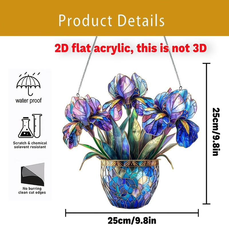 国境を越えた新しい緑の植物鉢植え自転車 2D フラットアクリル窓ポーチ家の装飾吊りペンダント|undefined