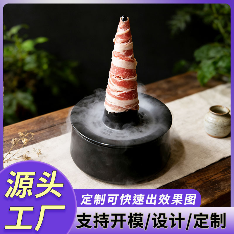 Fengmeite Melamine Barbecue Tableware, Cone-Shaped Christmas Tree and Snowflake Wagyu Beef Hot Pot Plate for Presentation