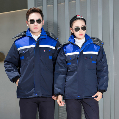 冬季棉服工作服加厚反光条保暖防寒工地汽修车间工地劳保服工作服|undefined