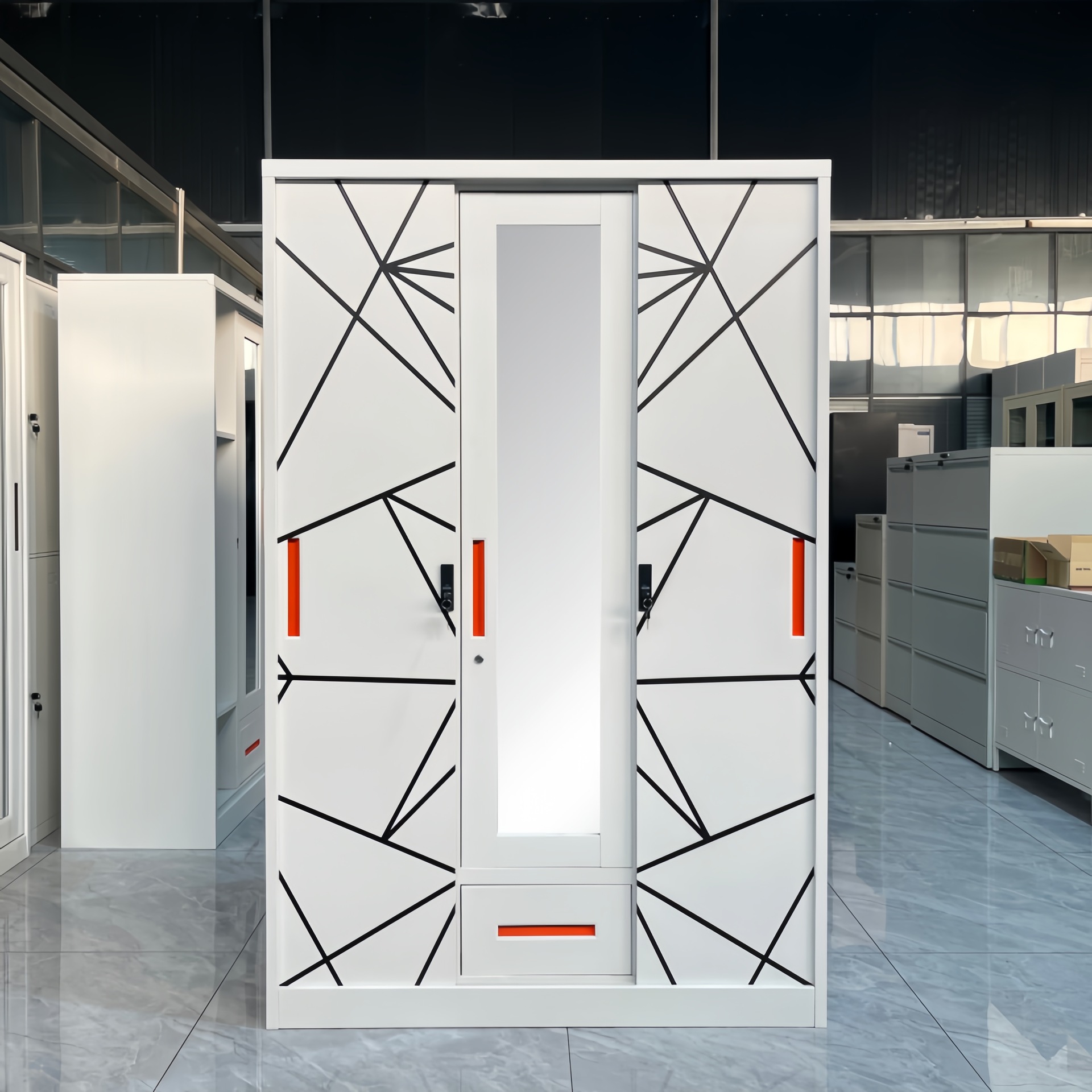 Comercio exterior transfronterizo engrosado armario de impresión de acero doméstico deslizante armario de puerta corredera dormitorio de niños armario personalizado image 18