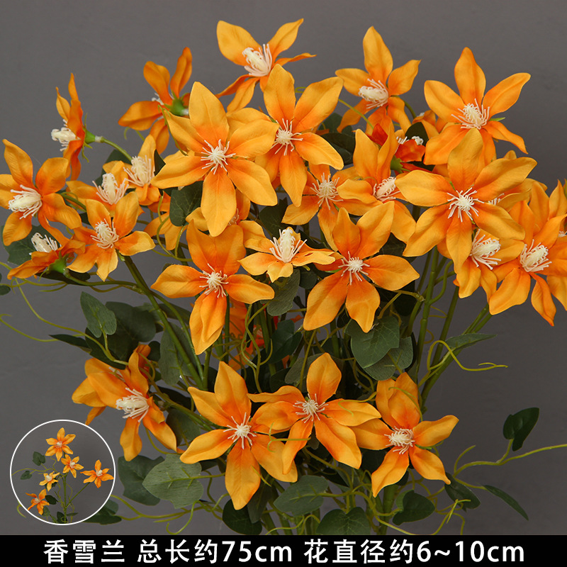 Flores de imitación naranja peonía naranja hortenida neblina orquídea flor flor de boda seda naranja