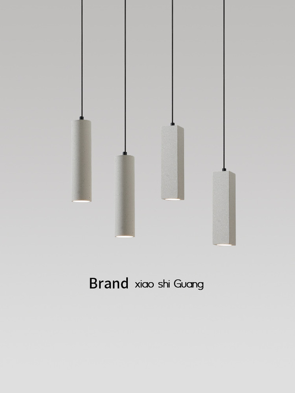Quiet wind concrete cement chandelier minimalist cylindrical long dining table bar decoration bedroom bedside lighting lamps