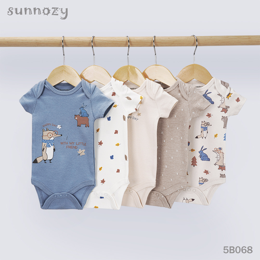 Bebés y bebés Sunnozy comercio exterior lindos mangas cortas chaqueta de triángulo conjunto de escalada fábrica al por mayor