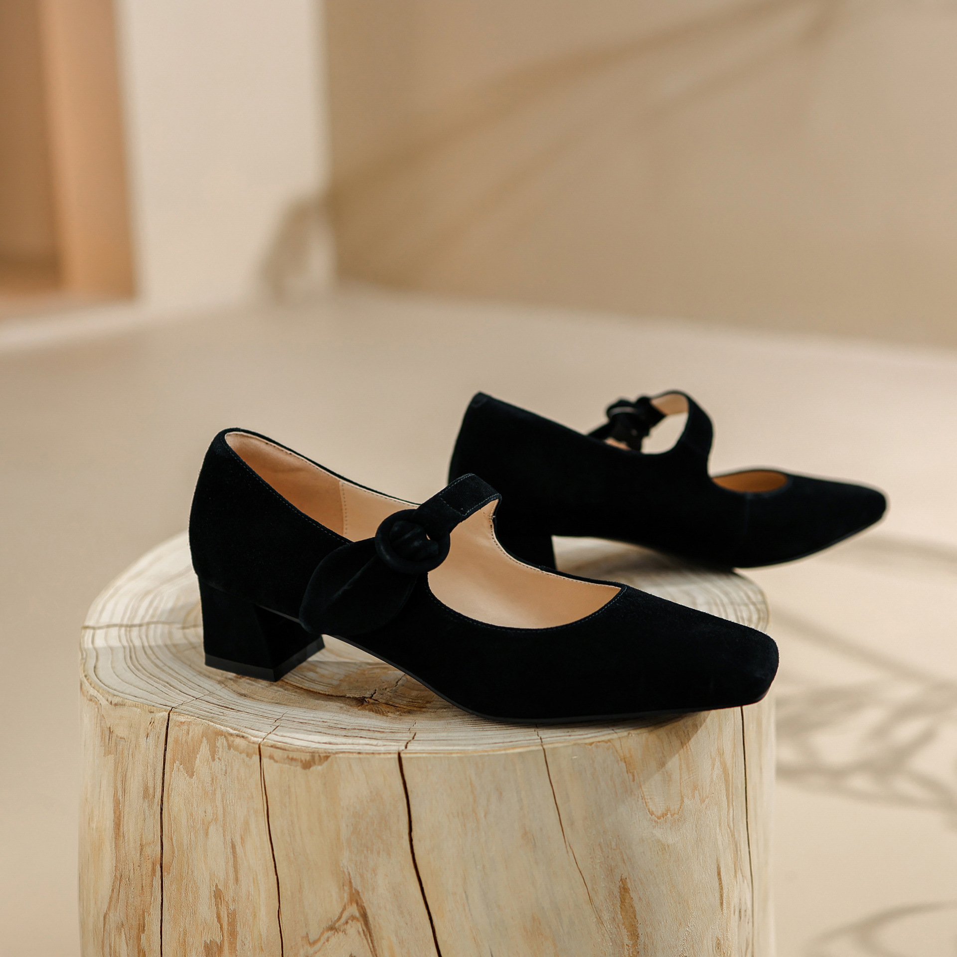 CHIKO Mela Square Toe Block Heels Mary Jane Shoes