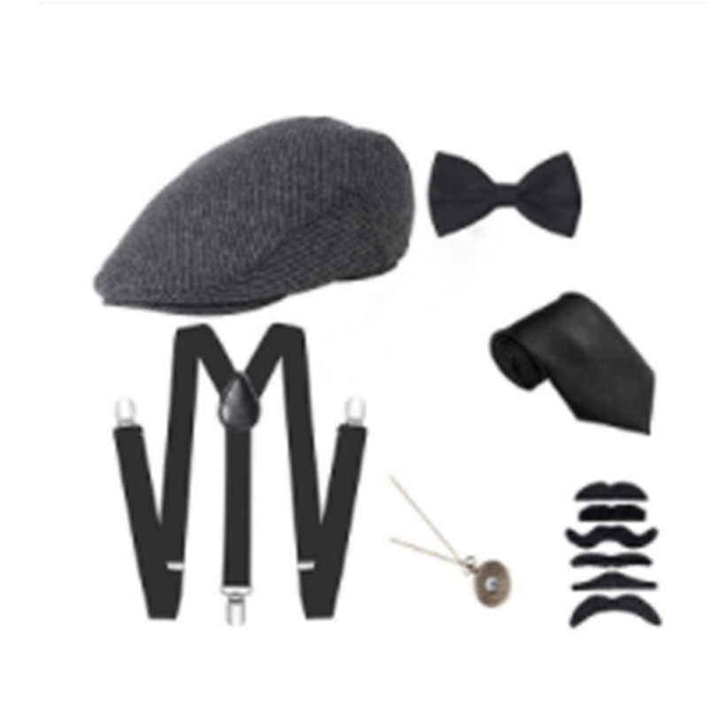 El comercio exterior de 1920 Gatsby bola Partido de los hombres de sombrero superior reloj de bolsillo Correa corbata sombrero traje de una sola pieza de entrega