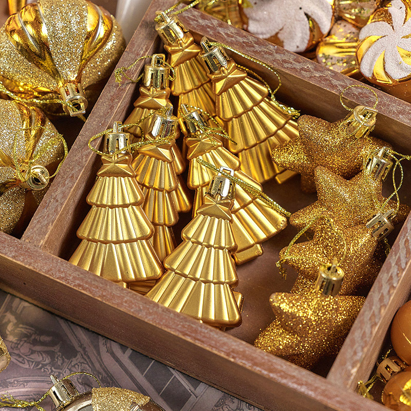 Bola de Navidad dorada Bola de forma especial Adornos navideños Colgante Decoración de árboles de Navidad Disposición Bola colgante Bola de colores