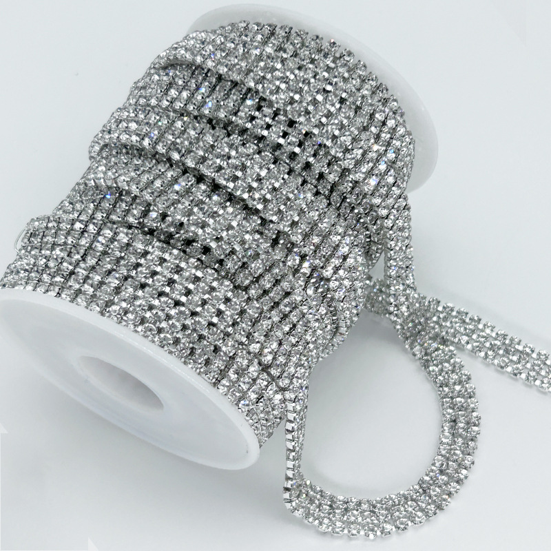 Chain de garra de diamante galvanizado intensivo plata cadena de perforación ropa bolsas diy barras de perforación accesorios accesorios de perforación de garra al por mayor