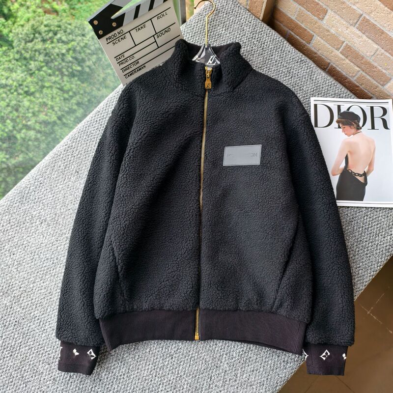 Nanyou Classy Donkey Family Autumn and Winter New Letter Collage Zipper Cuff Suede Teddy Jacket Fashionable Men and Women