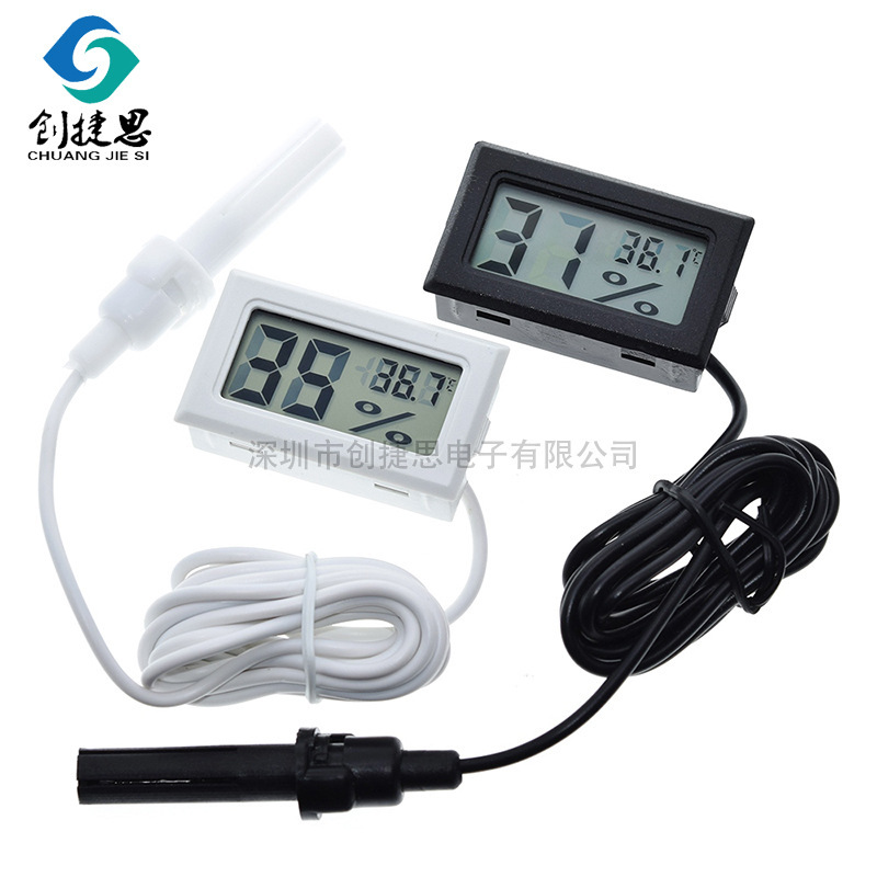 Embedded temperature and humidity meter electronic temperature and humidity meter digital temperature and humidity meter with probe FY-12 with line White and Black Embedded temperature and humidity meter electronic temperature and humidity meter digital temperature and humidity meter with probe FY-12 with line White and Black