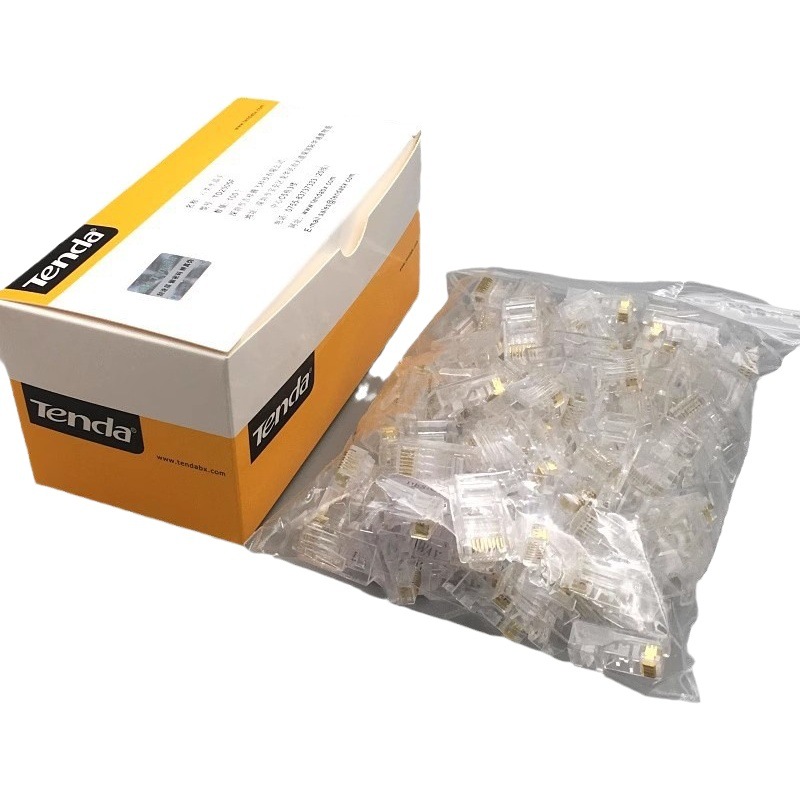 Tengda Super Six Crystal Head RJ45 Gigabit red cobre puro chapado en oro Super cinco cabeza de cristal 8P8C conector